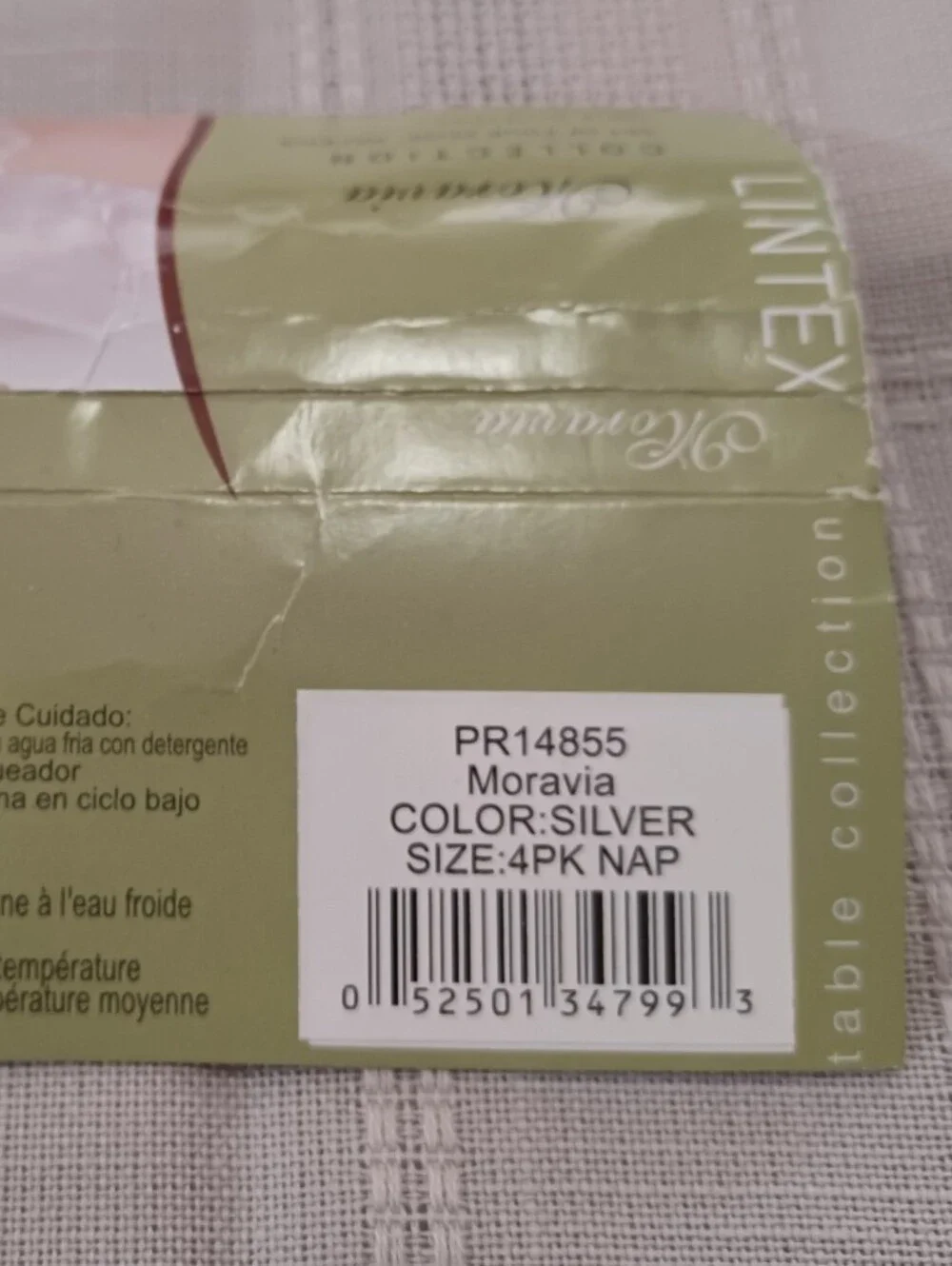 Vintage Lintex Silver Gray Napkins Set of 4 20x20 NEW In Opened Package